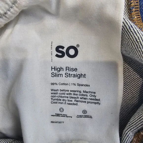 SO High Rise Slim Straight Jeans Medium Wash Women's Size 5 - Picture 11 of 16